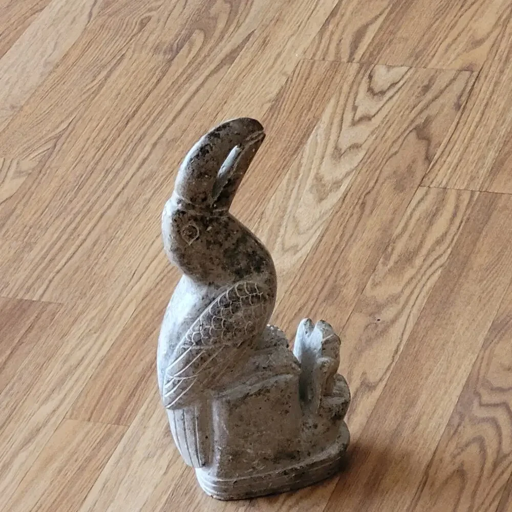 Vintage Toucan with owl figurine sculpture hand carved natural stone